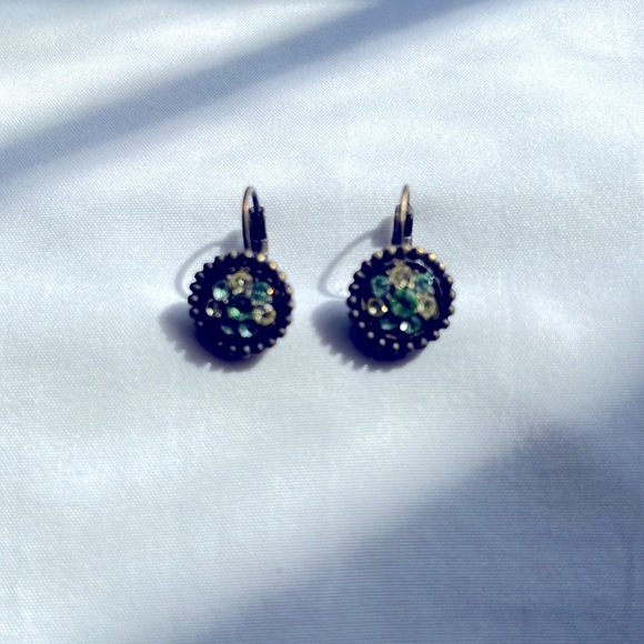Lia Sophia Earrings with Light Green & Yellow Crystals - Picture 2 of 5
